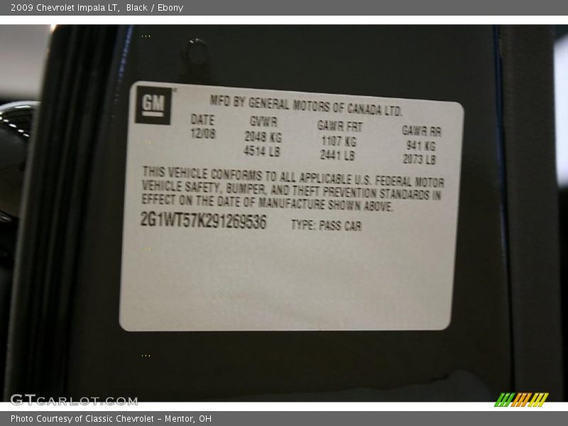 Black / Ebony 2009 Chevrolet Impala LT