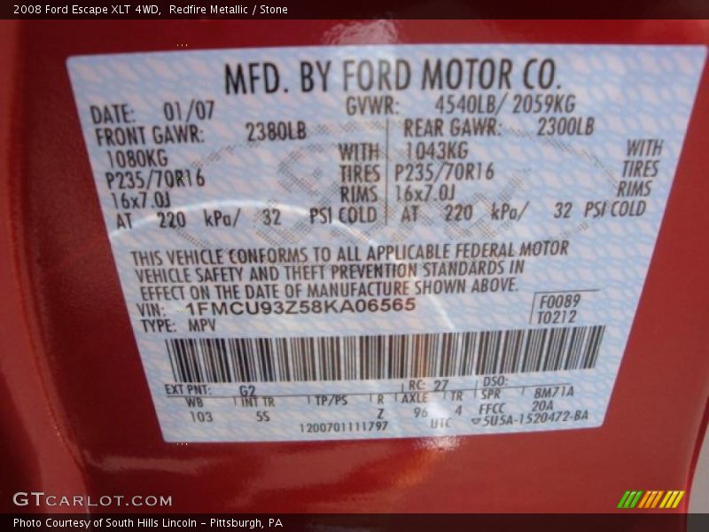 Redfire Metallic / Stone 2008 Ford Escape XLT 4WD