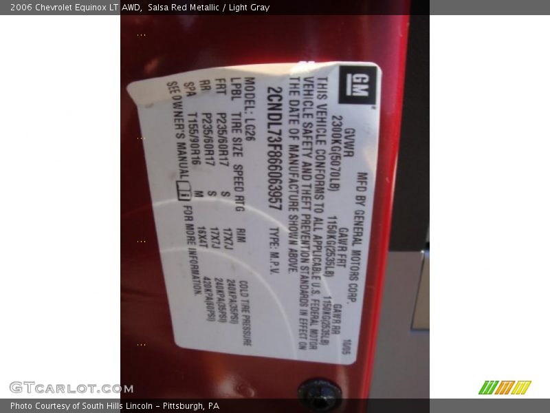 Salsa Red Metallic / Light Gray 2006 Chevrolet Equinox LT AWD