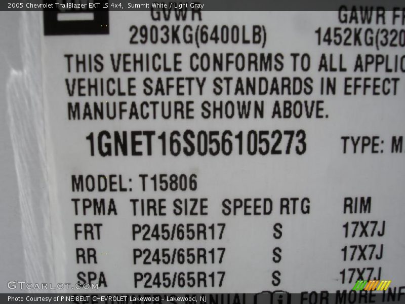 Summit White / Light Gray 2005 Chevrolet TrailBlazer EXT LS 4x4