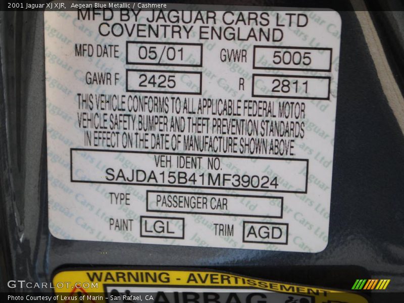 Aegean Blue Metallic / Cashmere 2001 Jaguar XJ XJR