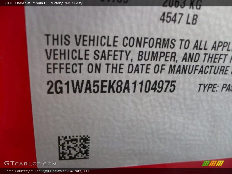 Victory Red / Gray 2010 Chevrolet Impala LS