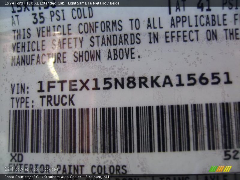 1994 F150 XL Extended Cab Light Santa Fe Metallic Color Code XD