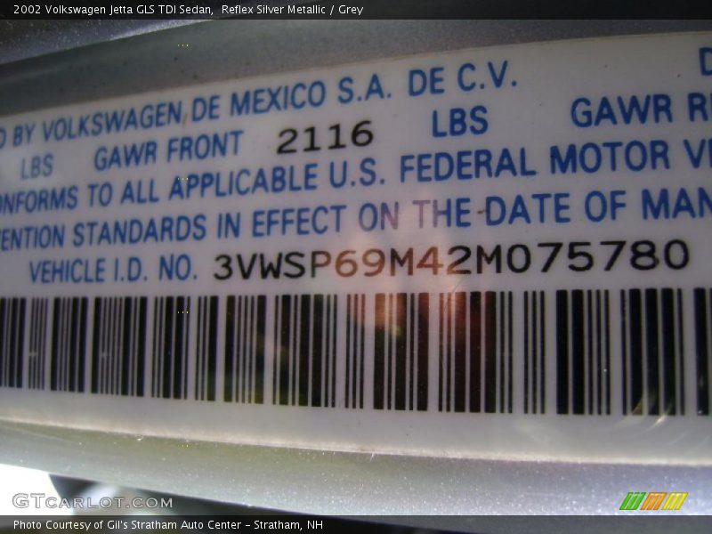 Reflex Silver Metallic / Grey 2002 Volkswagen Jetta GLS TDI Sedan