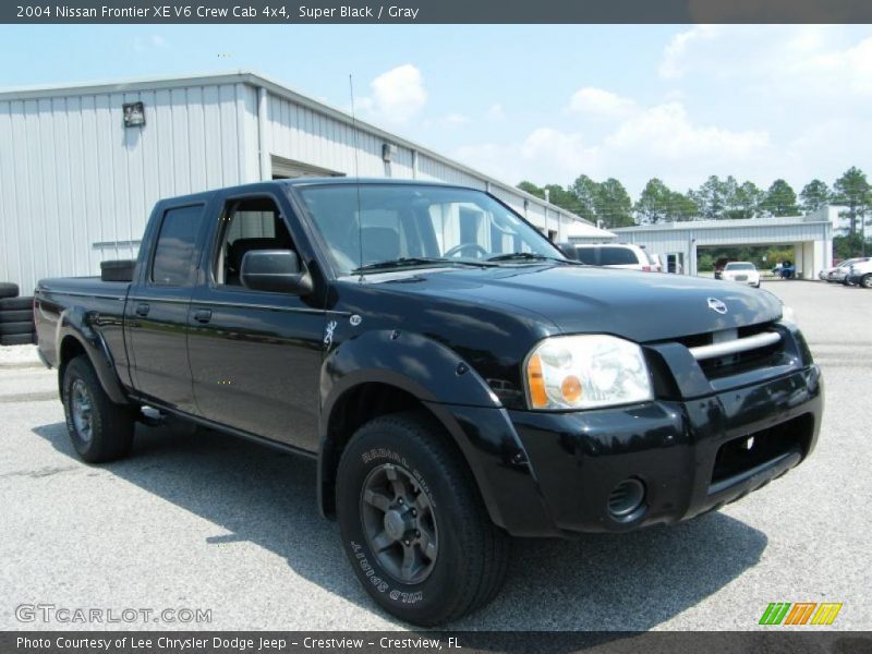 Super Black / Gray 2004 Nissan Frontier XE V6 Crew Cab 4x4