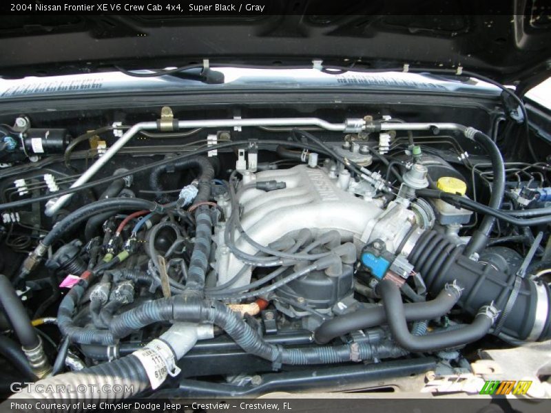 Super Black / Gray 2004 Nissan Frontier XE V6 Crew Cab 4x4
