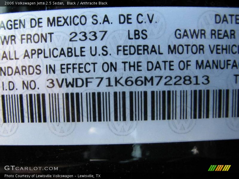 Black / Anthracite Black 2006 Volkswagen Jetta 2.5 Sedan