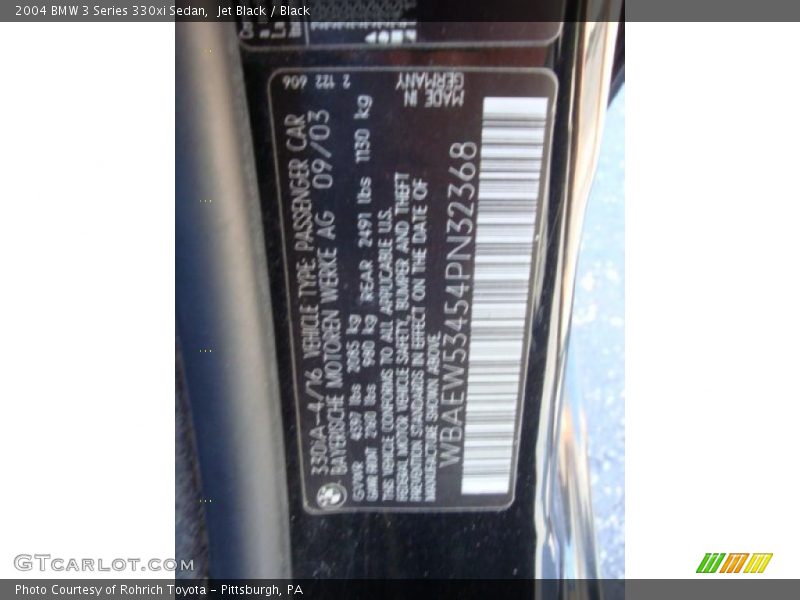 Jet Black / Black 2004 BMW 3 Series 330xi Sedan