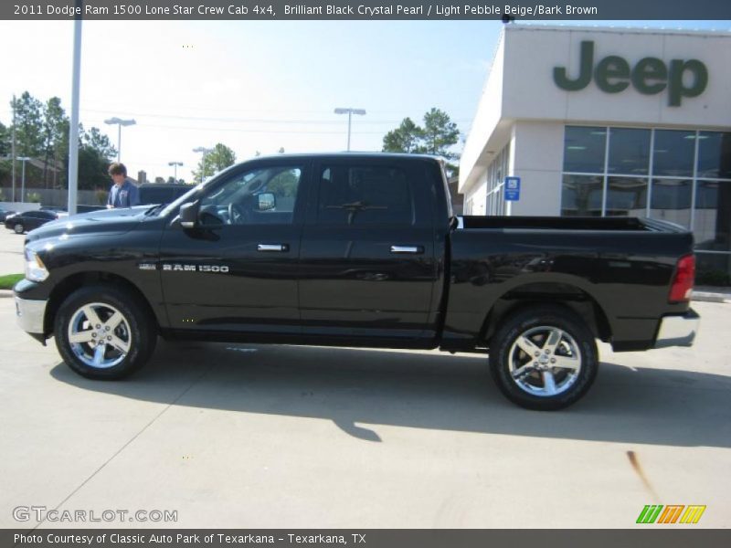 Brilliant Black Crystal Pearl / Light Pebble Beige/Bark Brown 2011 Dodge Ram 1500 Lone Star Crew Cab 4x4