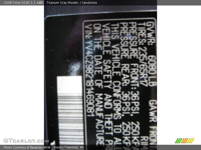 Titanium Gray Metallic / Sandstone 2008 Volvo XC90 3.2 AWD