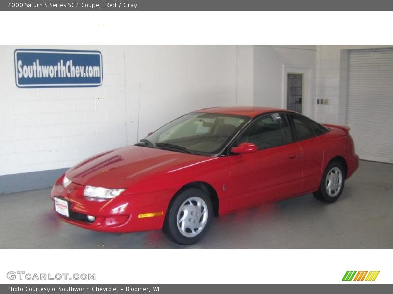 Red / Gray 2000 Saturn S Series SC2 Coupe