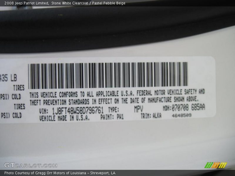 Stone White Clearcoat / Pastel Pebble Beige 2008 Jeep Patriot Limited