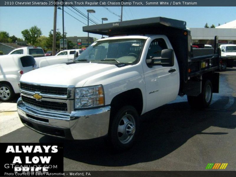 Summit White / Dark Titanium 2010 Chevrolet Silverado 3500HD Work Truck Regular Cab Chassis Dump Truck