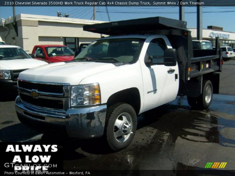 Summit White / Dark Titanium 2010 Chevrolet Silverado 3500HD Work Truck Regular Cab 4x4 Chassis Dump Truck