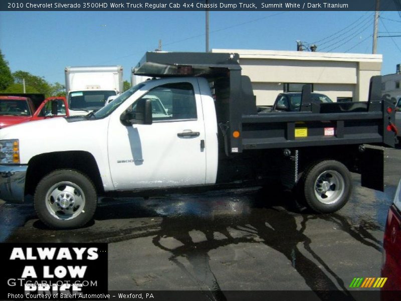 Summit White / Dark Titanium 2010 Chevrolet Silverado 3500HD Work Truck Regular Cab 4x4 Chassis Dump Truck