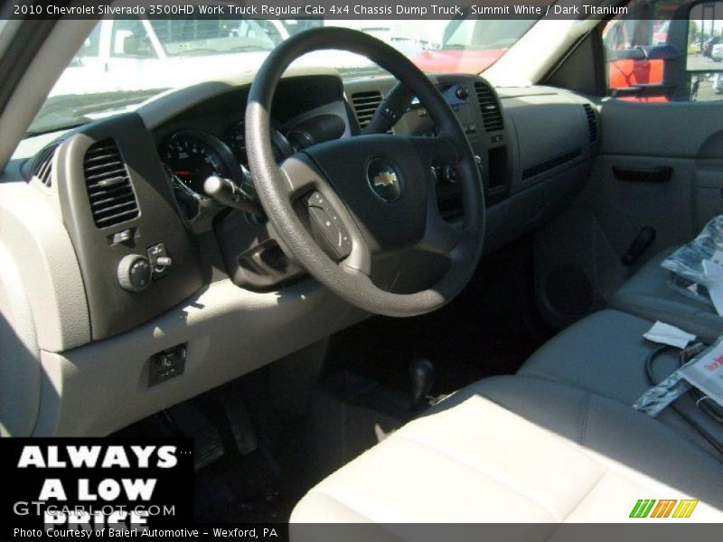 Summit White / Dark Titanium 2010 Chevrolet Silverado 3500HD Work Truck Regular Cab 4x4 Chassis Dump Truck