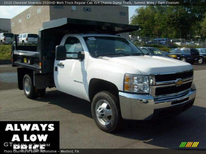 Summit White / Dark Titanium 2010 Chevrolet Silverado 3500HD Work Truck Regular Cab 4x4 Chassis Dump Truck
