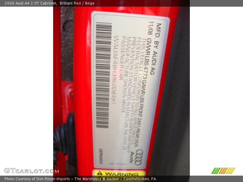 Brilliant Red / Beige 2009 Audi A4 2.0T Cabriolet