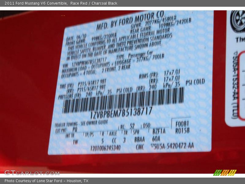 Race Red / Charcoal Black 2011 Ford Mustang V6 Convertible