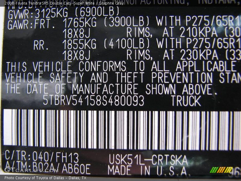 Super White / Graphite Gray 2008 Toyota Tundra SR5 Double Cab