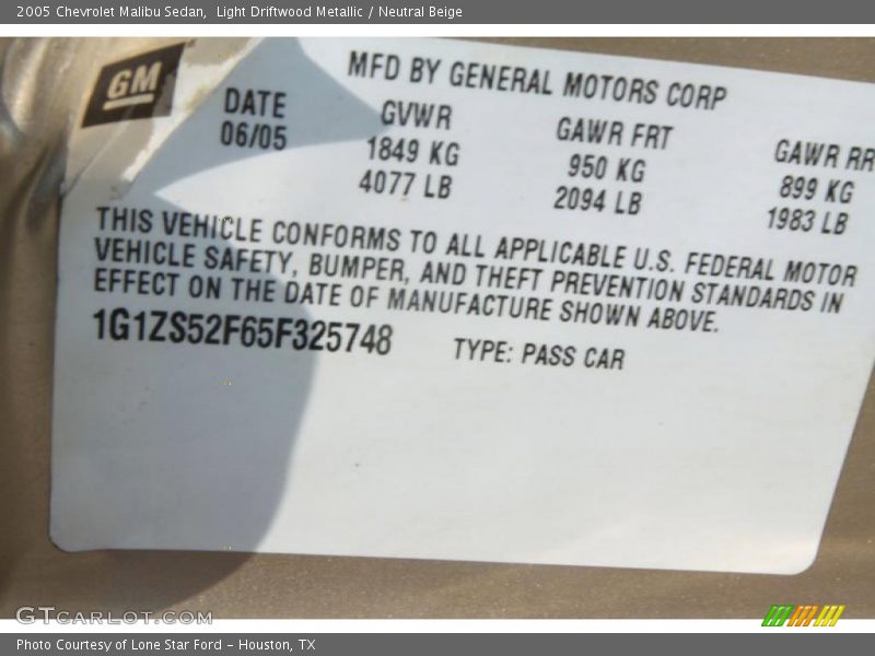 Light Driftwood Metallic / Neutral Beige 2005 Chevrolet Malibu Sedan