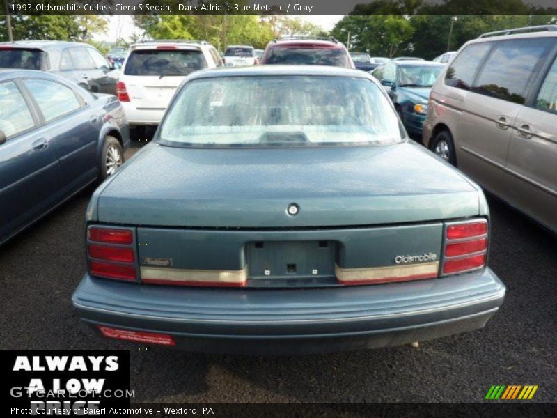 Dark Adriatic Blue Metallic / Gray 1993 Oldsmobile Cutlass Ciera S Sedan