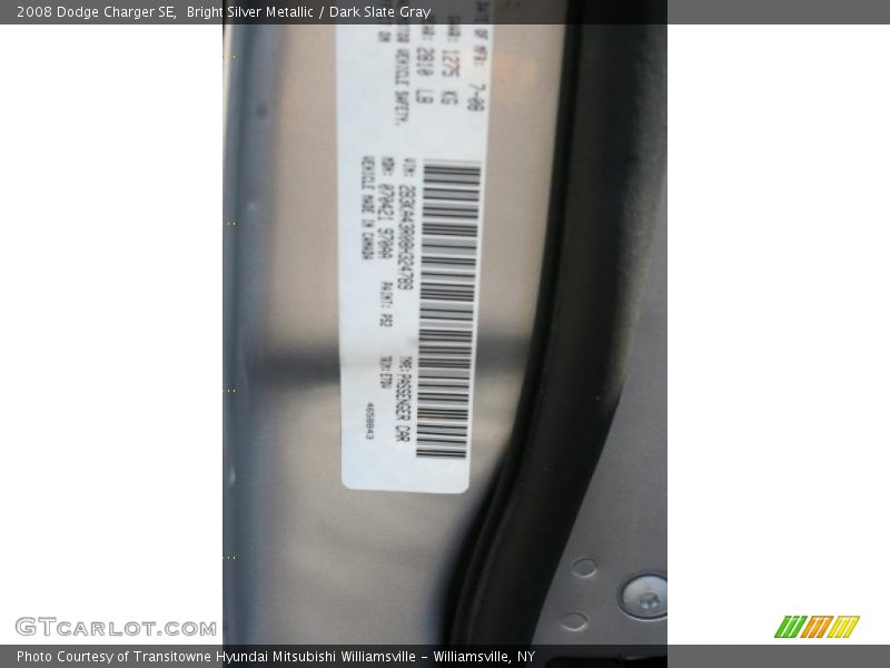 Bright Silver Metallic / Dark Slate Gray 2008 Dodge Charger SE