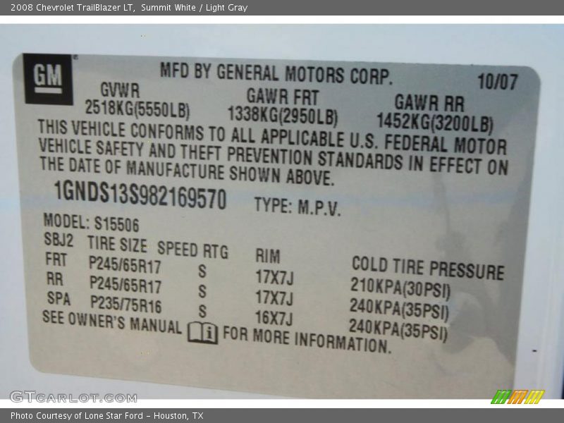 Summit White / Light Gray 2008 Chevrolet TrailBlazer LT