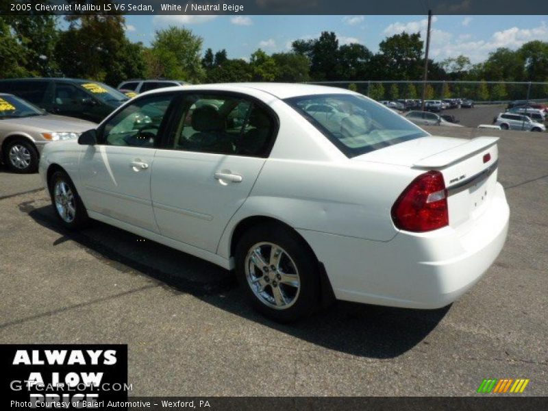 White / Neutral Beige 2005 Chevrolet Malibu LS V6 Sedan