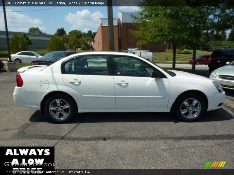 White / Neutral Beige 2005 Chevrolet Malibu LS V6 Sedan