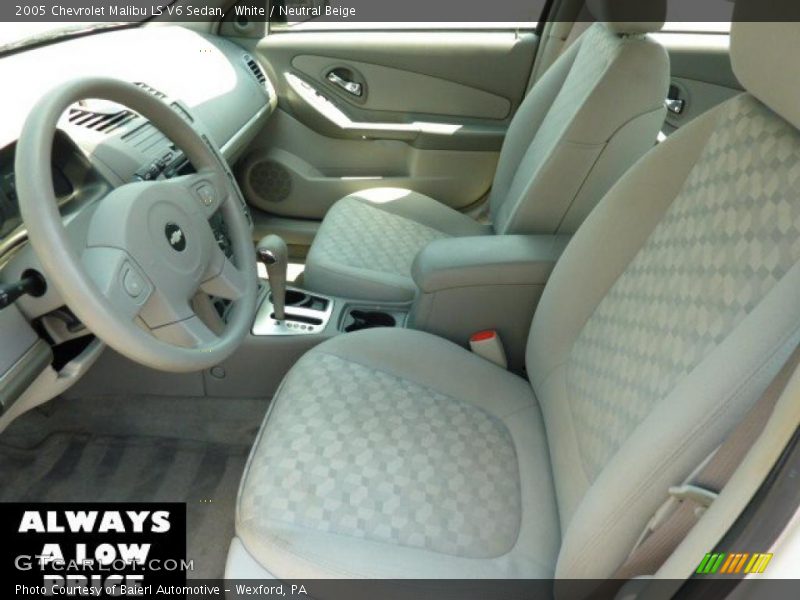 White / Neutral Beige 2005 Chevrolet Malibu LS V6 Sedan