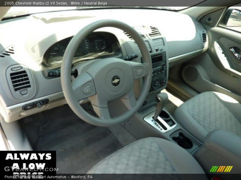 White / Neutral Beige 2005 Chevrolet Malibu LS V6 Sedan