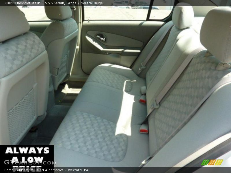 White / Neutral Beige 2005 Chevrolet Malibu LS V6 Sedan