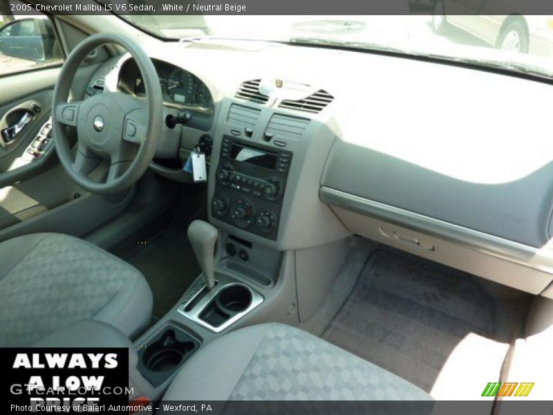 White / Neutral Beige 2005 Chevrolet Malibu LS V6 Sedan
