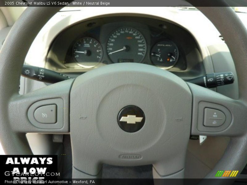 White / Neutral Beige 2005 Chevrolet Malibu LS V6 Sedan