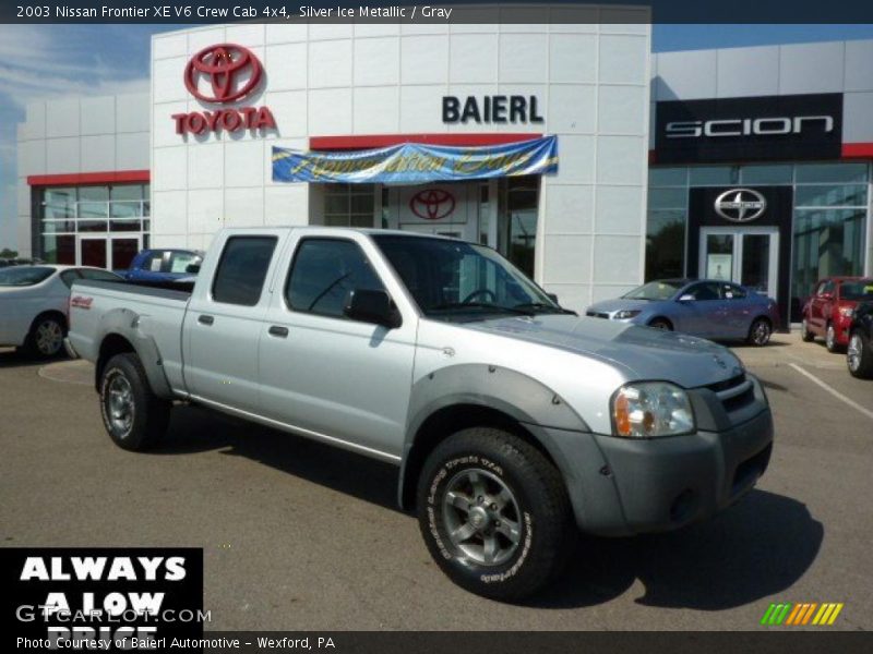 Silver Ice Metallic / Gray 2003 Nissan Frontier XE V6 Crew Cab 4x4