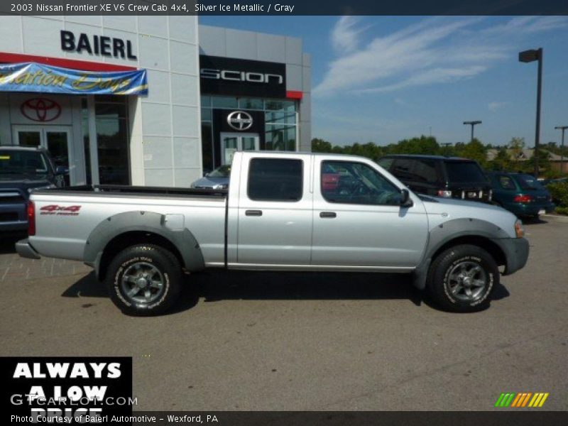Silver Ice Metallic / Gray 2003 Nissan Frontier XE V6 Crew Cab 4x4