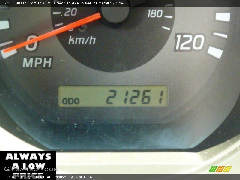 Silver Ice Metallic / Gray 2003 Nissan Frontier XE V6 Crew Cab 4x4