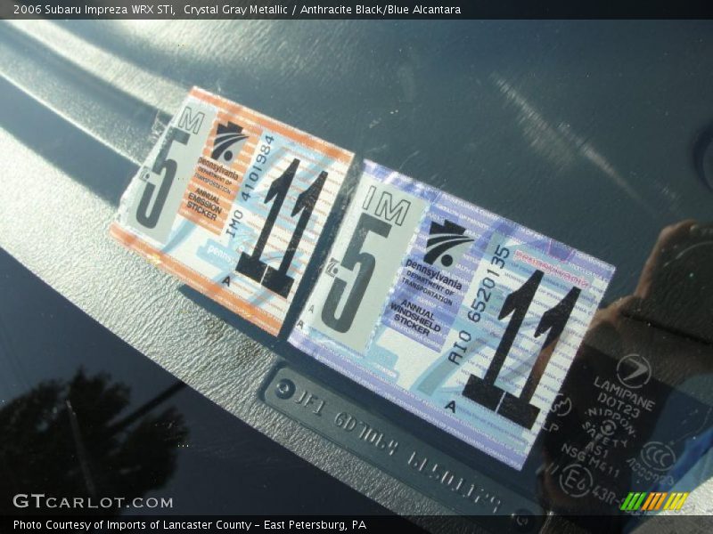 Crystal Gray Metallic / Anthracite Black/Blue Alcantara 2006 Subaru Impreza WRX STi
