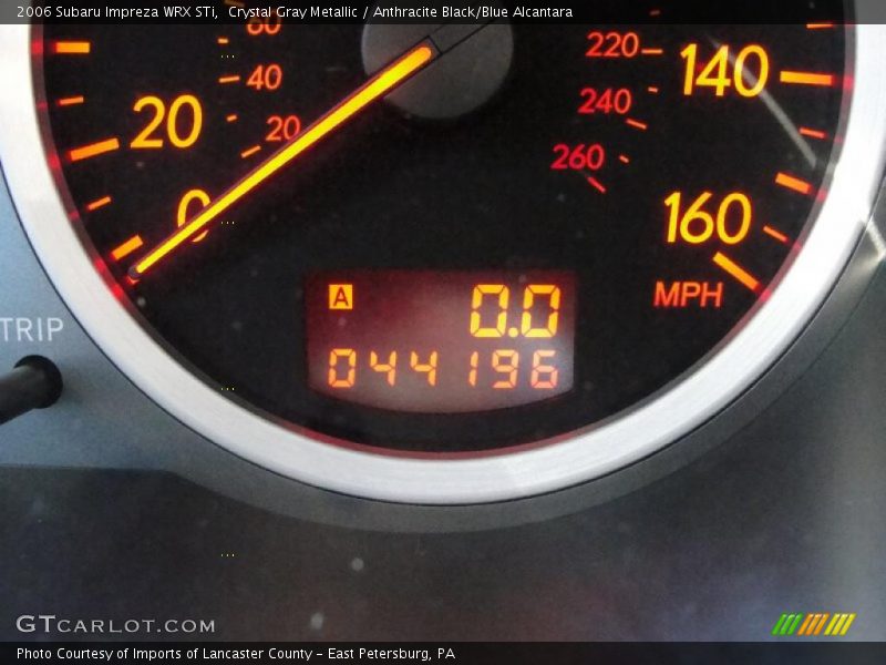 Crystal Gray Metallic / Anthracite Black/Blue Alcantara 2006 Subaru Impreza WRX STi