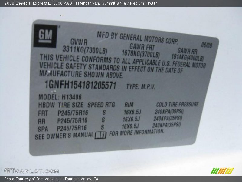 Summit White / Medium Pewter 2008 Chevrolet Express LS 1500 AWD Passenger Van
