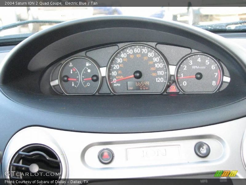 Electric Blue / Tan 2004 Saturn ION 2 Quad Coupe