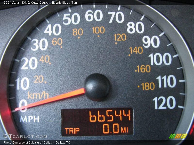 Electric Blue / Tan 2004 Saturn ION 2 Quad Coupe