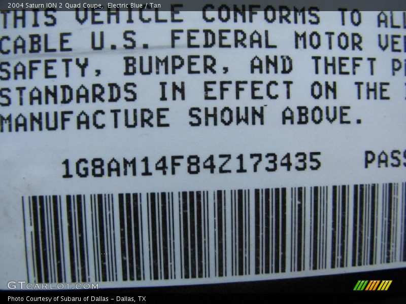 Electric Blue / Tan 2004 Saturn ION 2 Quad Coupe