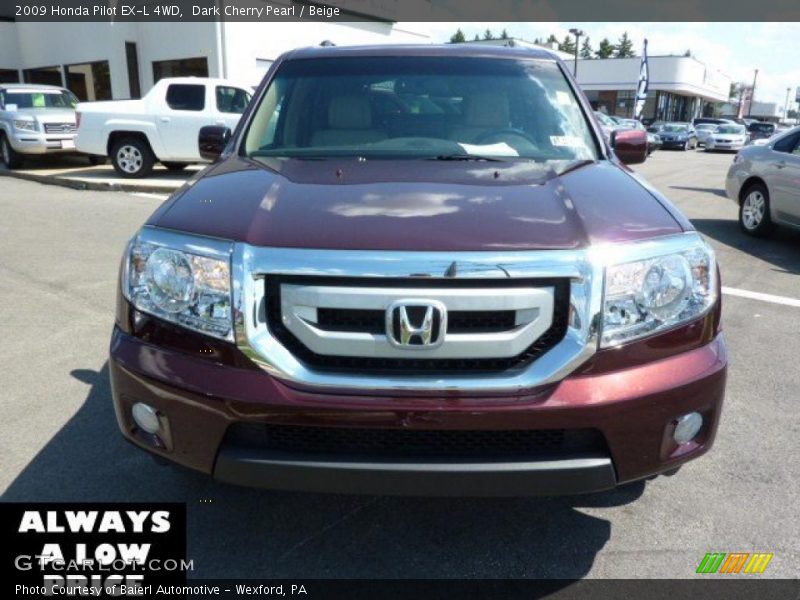 Dark Cherry Pearl / Beige 2009 Honda Pilot EX-L 4WD