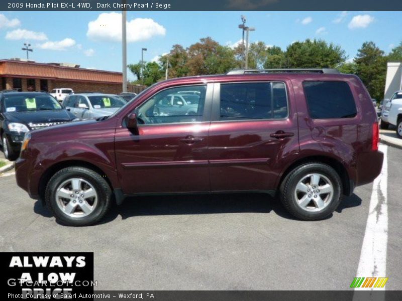 Dark Cherry Pearl / Beige 2009 Honda Pilot EX-L 4WD