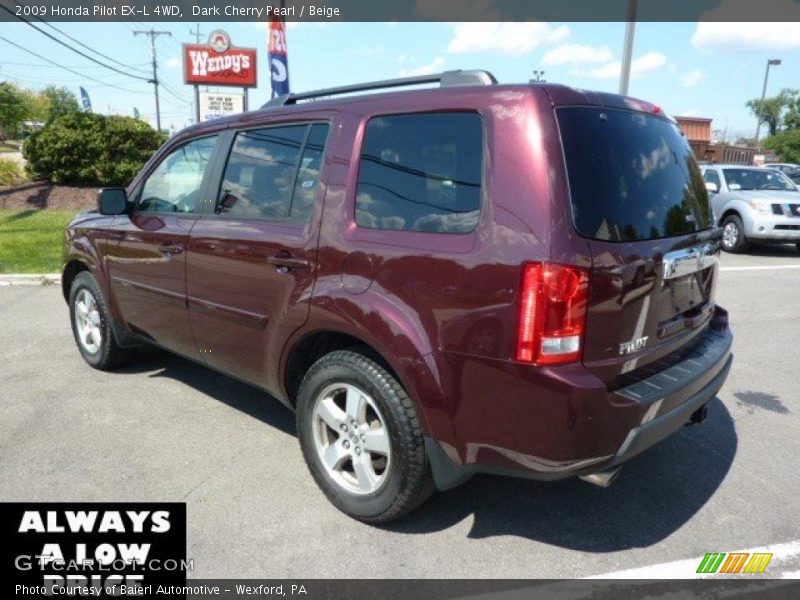 Dark Cherry Pearl / Beige 2009 Honda Pilot EX-L 4WD