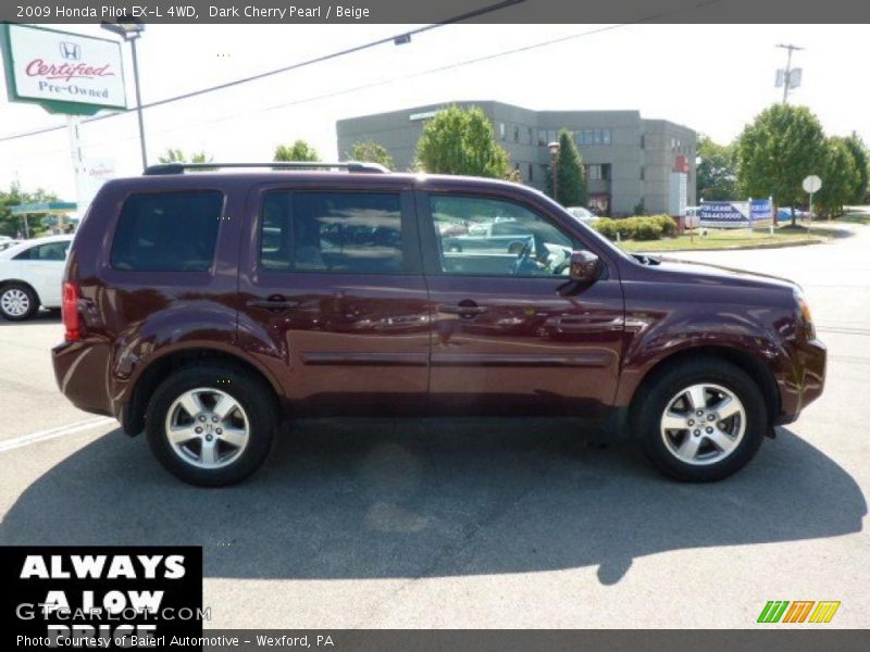 Dark Cherry Pearl / Beige 2009 Honda Pilot EX-L 4WD