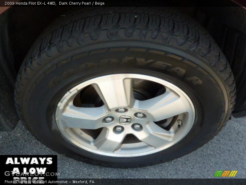 Dark Cherry Pearl / Beige 2009 Honda Pilot EX-L 4WD