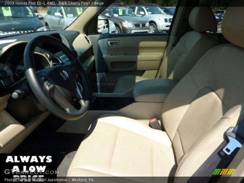 Dark Cherry Pearl / Beige 2009 Honda Pilot EX-L 4WD